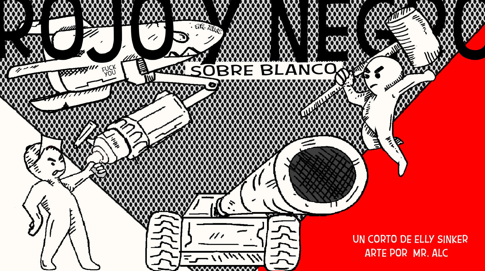 Rojo y negro sobre blanco